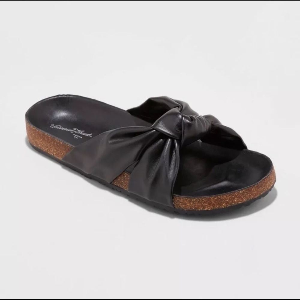 Womens Footbed Sandals New Sz 10 Black Knotted